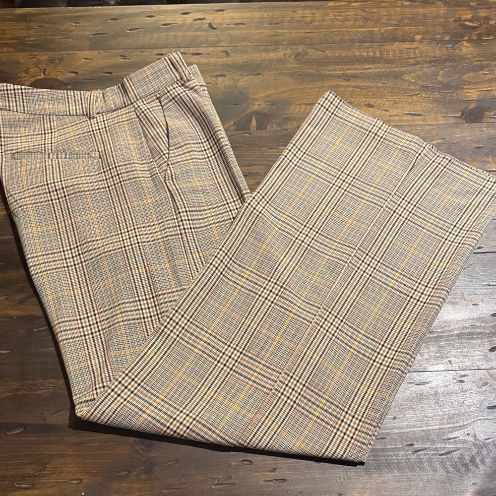 GAP Brown Checkered Wide-Leg Dress Pants, 13 TALL